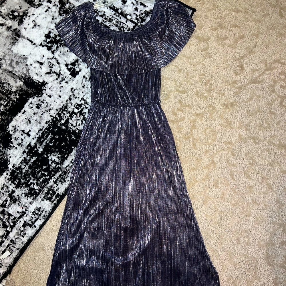 Off the shoulder metallic dress